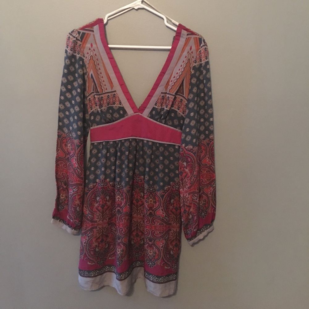 Silky deep V neck dress